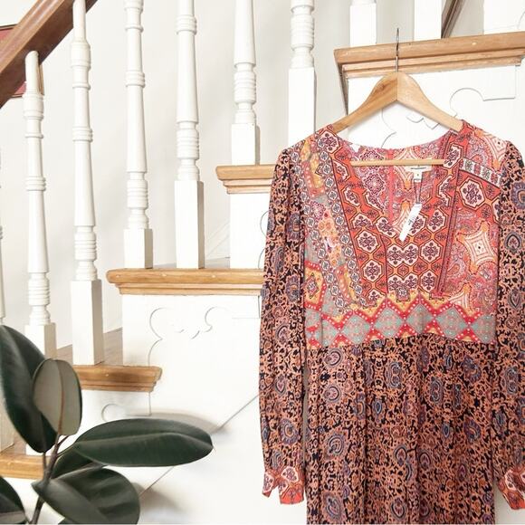 NWT Kachel x Anthropologie Pink Rose Patchwork Jumpsuit Long Sleeves Size S - Picture 3 of 9